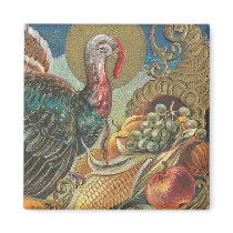 Turkey Cornucopia Thanksgiving Greeting Magnet