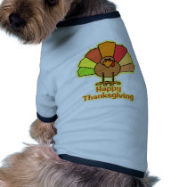 Turkey Cute Cartoon Happy Thanksgiving Design Doggie Shirt