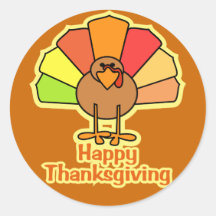 Turkey Cute Cartoon Happy Thanksgiving Design Sticker