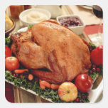 Turkey Dinner Meal Square Stickers