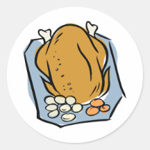 Turkey Dinner Round Stickers