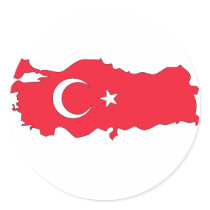 Turkey flag map round stickers