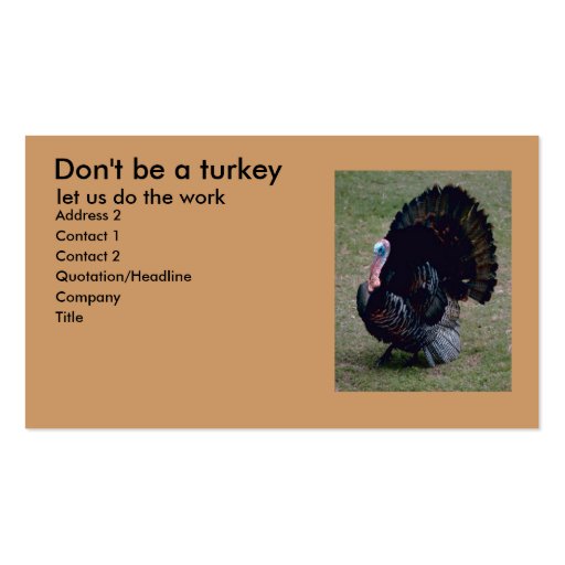 Turkey Fun Profile Card Business Card Template (front side)
