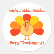 Turkey...Gobble, Gobble Round Sticker