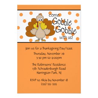 Turkey Gobble, Gobble Thanksgiving Dinner Party Custom Invite