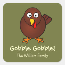 Turkey gobble Thanksgiving green brown fun cute stickers