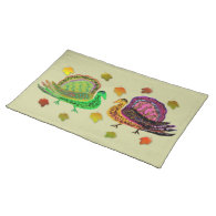 Turkey in the Fall Leaves American Mojo Placemats