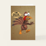 Turkey On The Run Thanksgiving Card