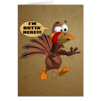 Turkey On The Run Thanksgiving Card cards