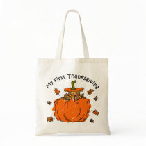 Turkey Pumpkin 1st Thanksgiving Canvas Bag