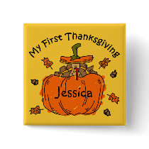 Turkey Pumpkin 1st Thanksgiving Buttons