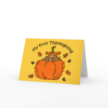 Turkey Pumpkin 1st Thanksgiving Greeting Cards