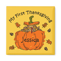 Turkey Pumpkin 1st Thanksgiving Magnet
