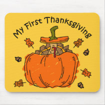 Turkey Pumpkin 1st Thanksgiving Mouse Pad
