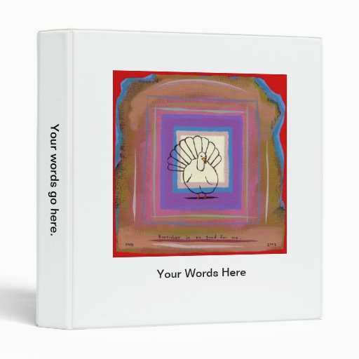 Turkey Thanksgiving art fun unique colorful modern 3 Ring Binder
