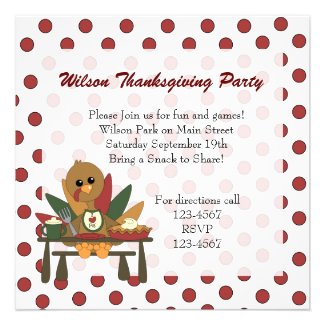 Turkey Thanksgiving Personalized Invitation