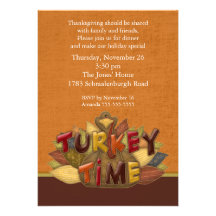Turkey Time Thanksgiving Dinner Invitation