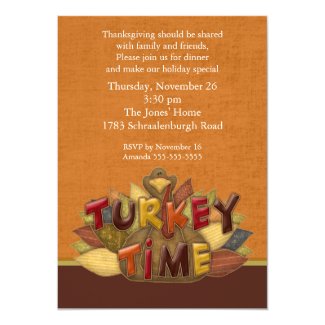 Turkey Time Thanksgiving Dinner Invitation