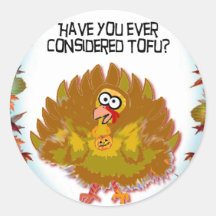 Turkey Tofu Thanksgiving Round Sticker