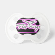 Turkey,Turkiye,Turkish Logo in Pink (Black Back) Baby Pacifiers