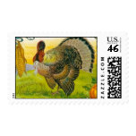 Turkey with Corn and Pumpkins Postage Stamp