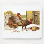 Turkeys in the Snow Vintage Thanksgiving mousepads