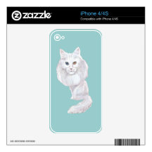 Turkish Angora Caricature Decals For The iPhone 4S