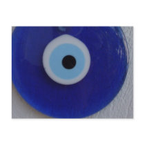 TURKISH  BLUE GLASS EVIL EYE AMULET Postcard