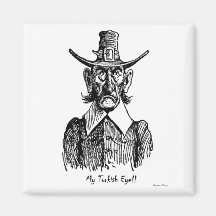 Turkish Eye Vintage Army Man Caricature Magnet