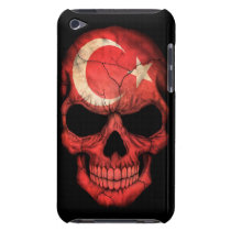 Turkish Flag Skull on Black Barely There iPod Cases