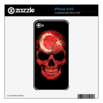 Turkish Flag Skull on Black Decal For iPhone 4S