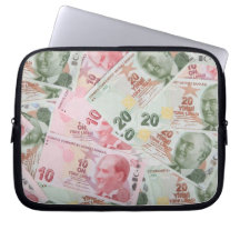 Turkish Money Background Laptop Sleeves