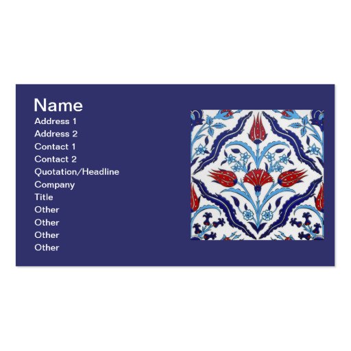 Turkish tile Business Card (front side)