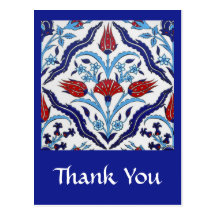Turkish tile Thank You Postcard