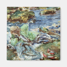 Turkish Woman by a Stream Fridge Magnets