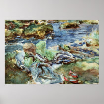 Turkish Woman by a Stream Posters