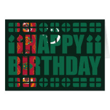 Turkmenistan Flag Birthday Card