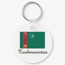 Turkmenistan Flag Design keychains