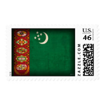 Turkmenistan Flag Distressed Postage Stamps