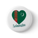 Turkmenistan Flag Heart Buttons