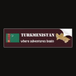 Turkmenistan Flag Map Text Bumper Sticker