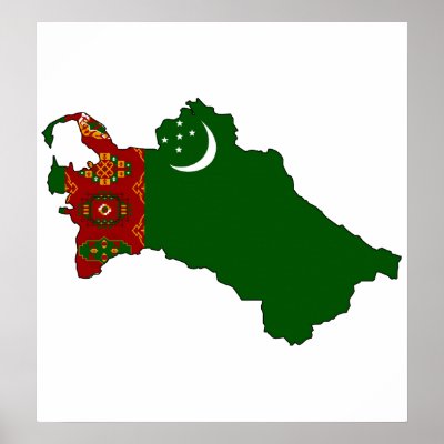 Turkmenistan Flag Map full