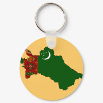 Turkmenistan flag map keychains