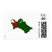 Turkmenistan flag map postage