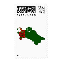 Turkmenistan flag map postage