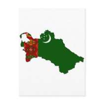 Turkmenistan flag map post card
