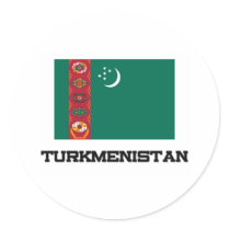 Turkmenistan Flag Round Stickers