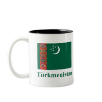 Turkmenistan Flag with Name in Turkmenian mugs