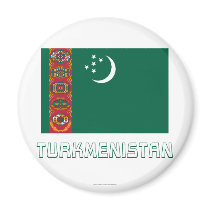 Turkmenistan Flag with Name Fridge Magnets
