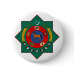 Turkmenistan Official Coat Of Arms Heraldry Symbol Pinback Button